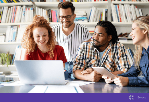 people working on an online International Business Design